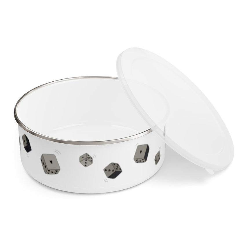 dice theory bowl -chic bowl -stainless steel-dice printed design on white color bowl- Wavechoppa