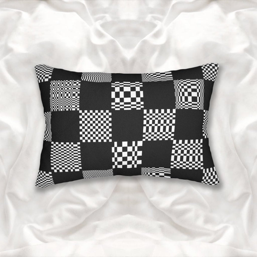 checkered throw pillow- hidden beige zipper-cool affordable pillows- Wavechoppa