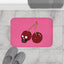 sweet tooth bath mat with woven edges- pink color-cool bathmats- Wavechoppa
